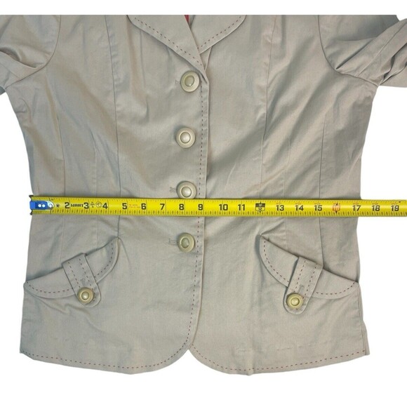 Anthropologie Tape Measure Topstitch Blazer Jacket Khaki Wide Cuff Tailored 12 - Picture 7 of 16